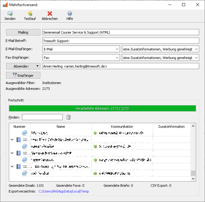Email bulk sending preview